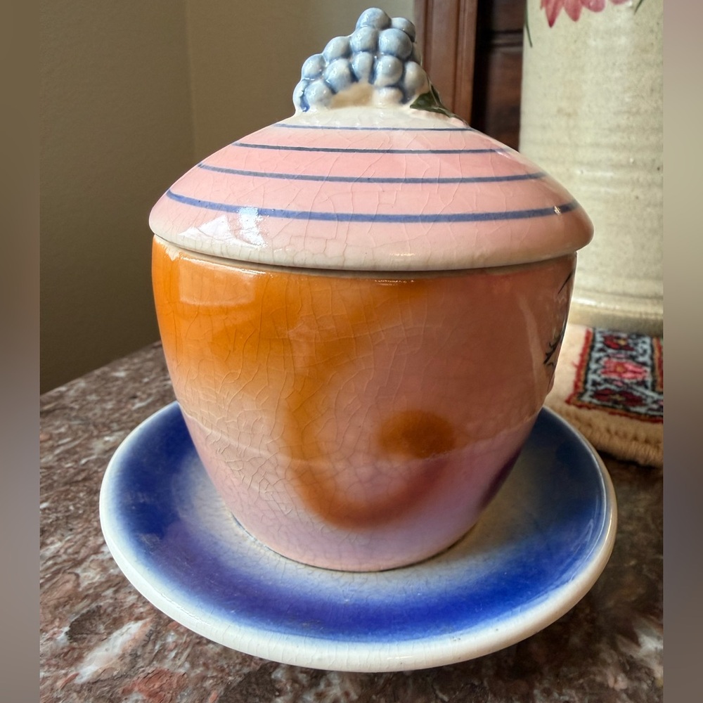 Vintage Anthropomorphic jam jelly sugar jar bowl - Picture 5 of 9